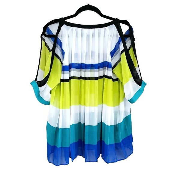 Jennifer Lopez Women's Blouse Size Small Pleated Colorblock - Picture 3 of 3